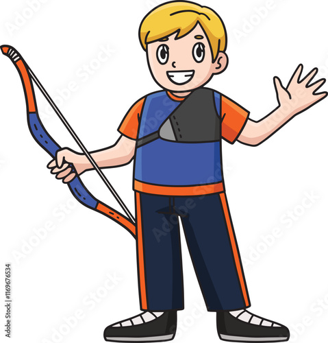 Archery Archer with Bow Cartoon Colored Clipart photo