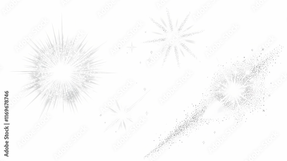Naklejka premium Isolated sparkles light shine white background glowing silver shining star effects various light flares. Sunflare. Illustration