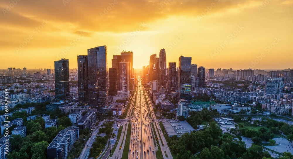 Fototapeta premium Cityscape at Sunset.