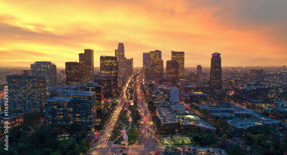 Fototapeta premium Cityscape at Sunset.