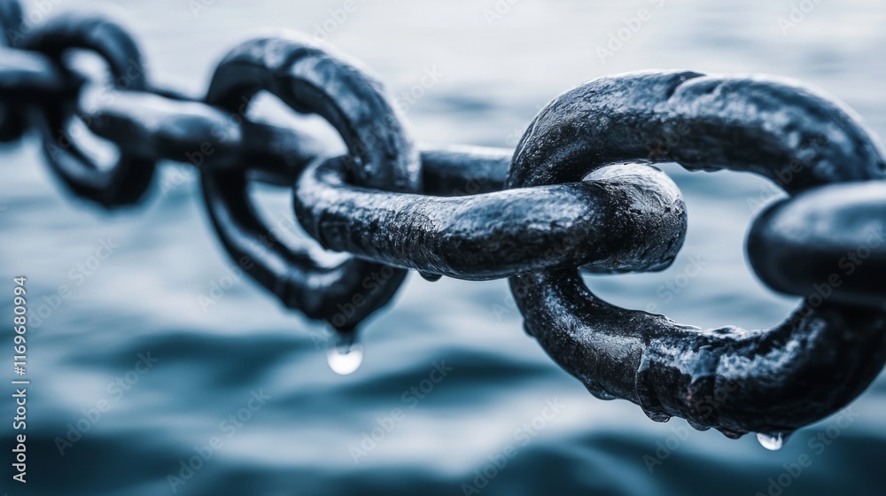 High Contrast Abstract Chain Imagery on Water Background High Contrast Abstract Chain Imagery on Water Background