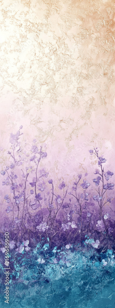 Lavender and teal gradient blending with beige and lilac highlights. Soft pastel tones with granular spray and foil shimmer. Lavender and teal gradient blending with beige and lilac highlights. Soft pastel tones with granular spray and foil shimmer.