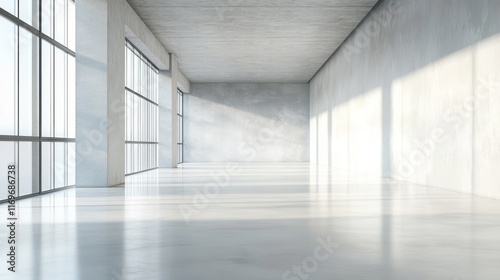 Wallpaper Mural Sunlit empty modern concrete room with large windows. Torontodigital.ca