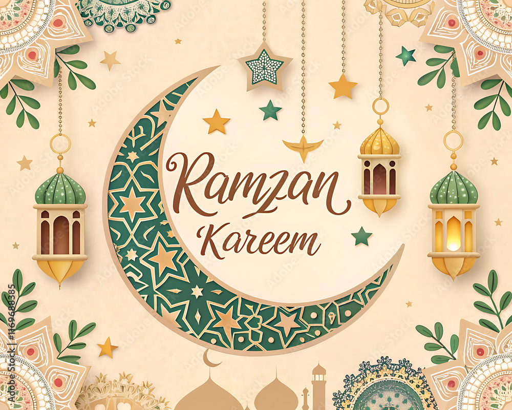 Naklejka premium ramadan kareem elegant decorative card design 