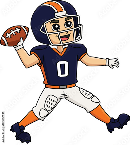American Football Quarterback Cartoon Clipart