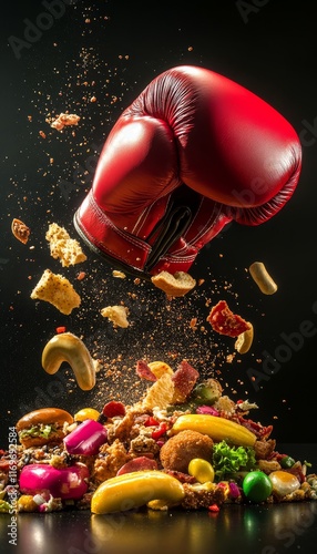 Fight Against Junk Food: Boxing Glove Unhealthy Eating photo