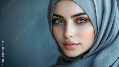 An Elegant Woman in Grey Hijab