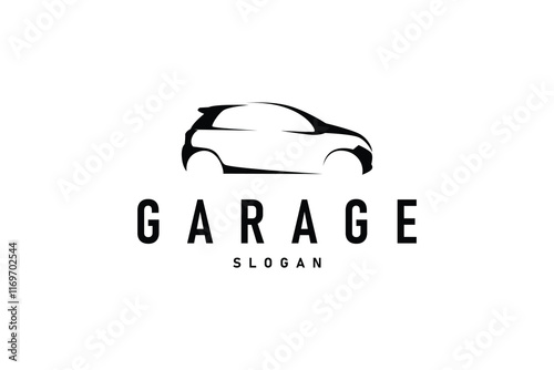 Simple sport car garage themed auto repair service automotive logo design for branding photo