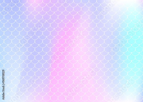 Holographic mermaid background with gradient scales.