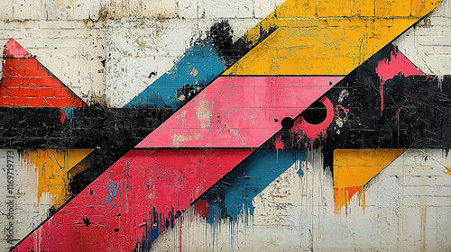  Abstract angular grid structure with bold black, white, neon pink, and cyan colors, creating an energetic, futuristic design symbolizing technology, innovation, and modern digital transformation
