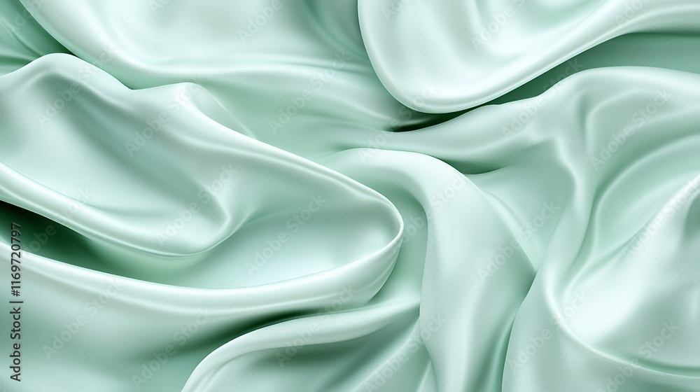 Obraz premium Soft Draped Mint Green Silk Fabric Texture