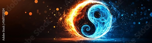 Wallpaper Mural Glowing Yin Yang Symbol with Fire and Water Elements in Motion Torontodigital.ca