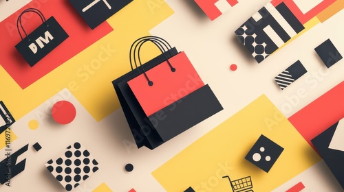 A clean and modern shopping festival poster with a minimalist design. photo