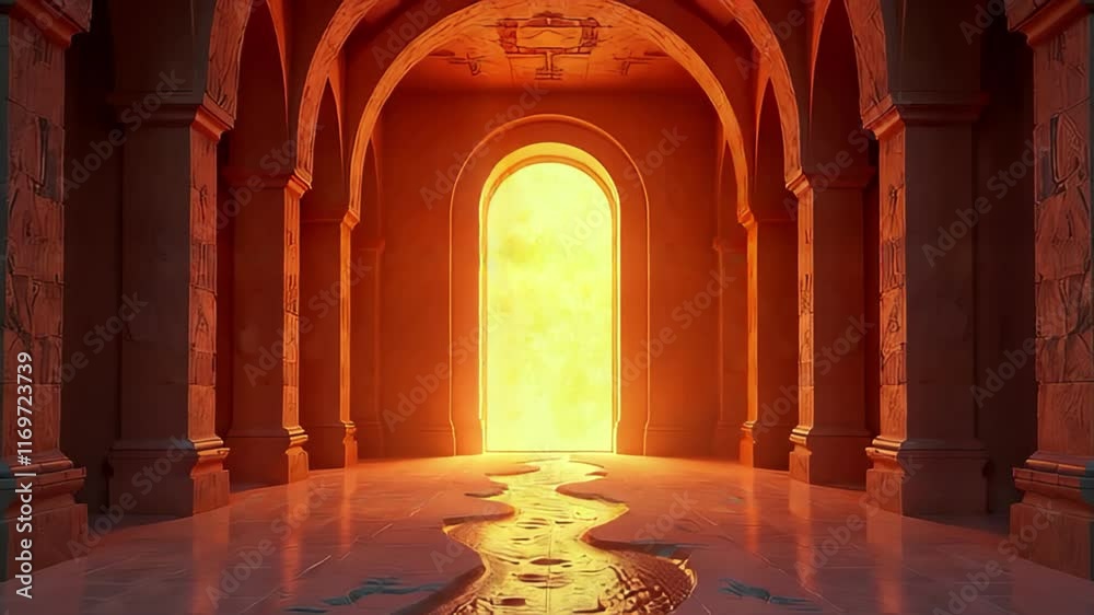 A crystalline palace with glowing walls and refracted light