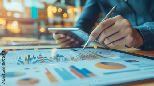 Checklist business performance monitoring concept, Business using tablet online survey filling out check digital form task, online survey question form, target marketing planning with quality control