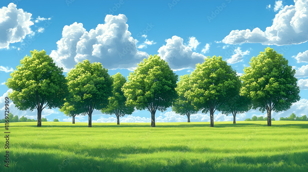 Green forest landscape vector illustration with trees on a white background Green forest landscape vector illustration with trees on a white background