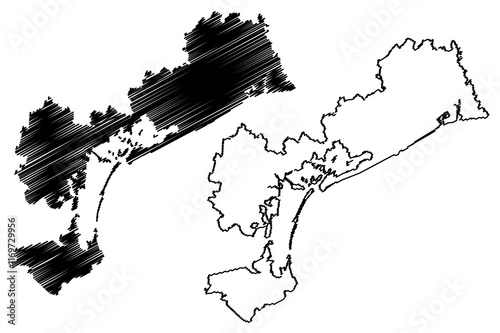 Metropolitan City of Venice (Italy, Italian Republic, Veneto or Venetia region) map vector illustration, scribble sketch Province of Venice map
