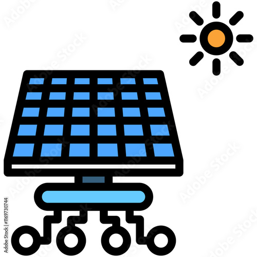 Power Grid lineal flat color icon, use for UI, UX, app and web development, digital or print. for digital industry, education, technology.
