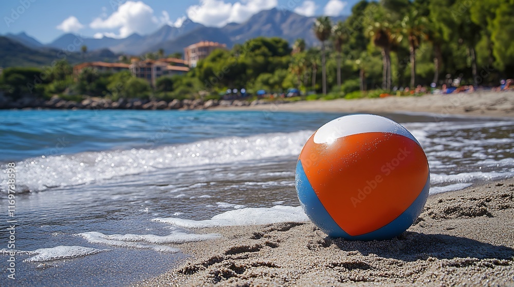 Beach Day Bliss: Colorful Beach Ball on the Shore Beach Day Bliss: Colorful Beach Ball on the Shore