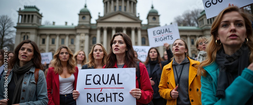 Diverse women chanting 