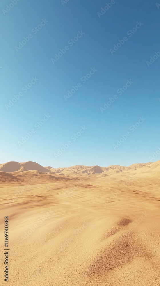 Vast Desert Landscape Under Clear Blue Sky in Arid Environment Vast Desert Landscape Under Clear Blue Sky in Arid Environment