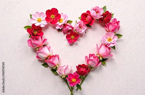 Floral heart arrangement for a romantic celebration or decoration