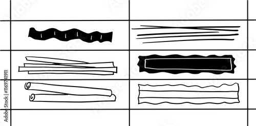 Pasta and Macaroni Illustration Set | Minimalist Doodle Style Vector