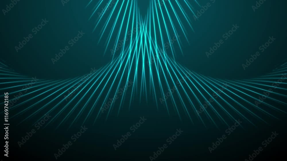 Abstract glowing blue laser rays with highlights on dark space ...