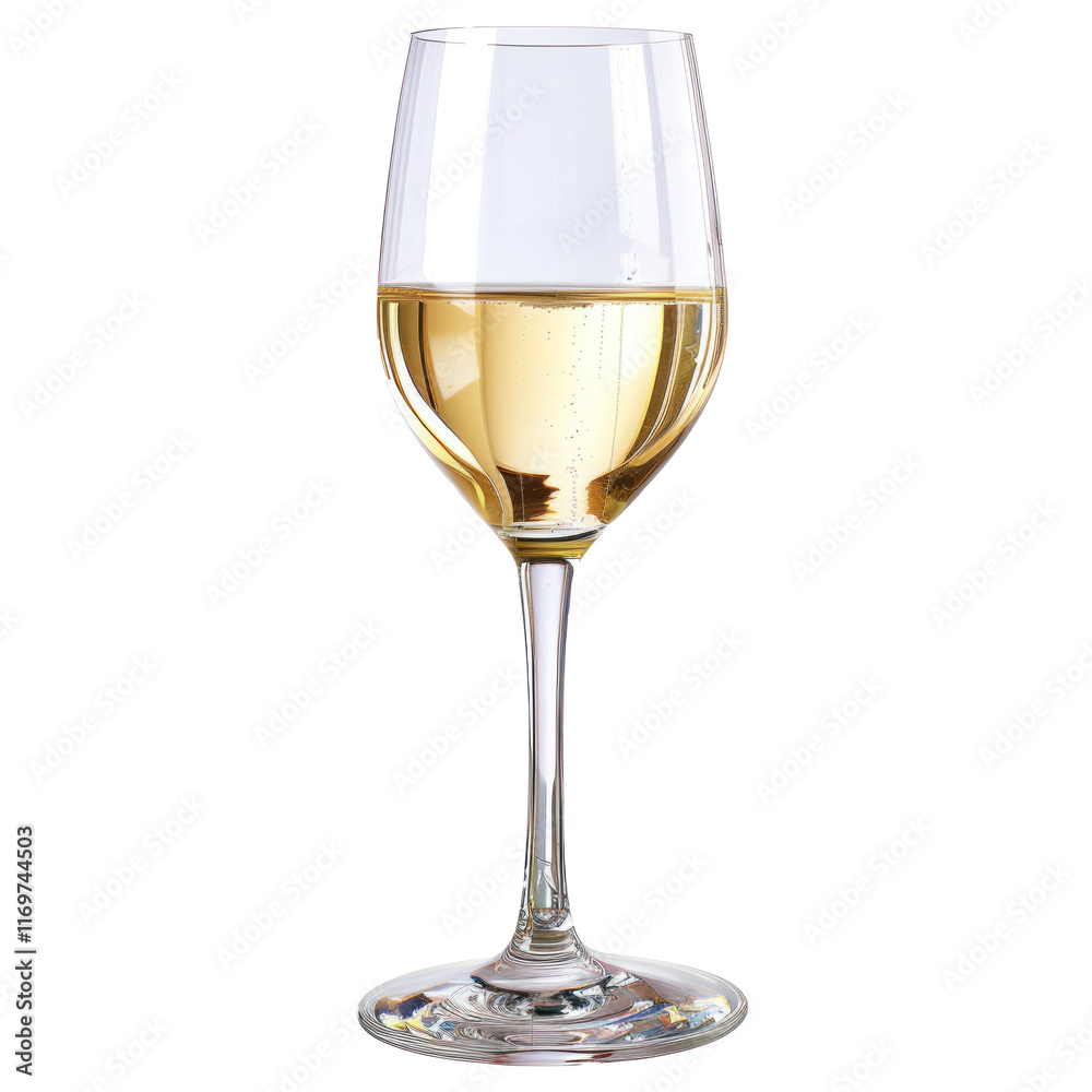 glass of white wine isolated on transparent background. 