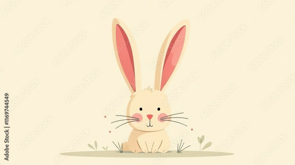 Fototapeta premium Adorable easter bunny with fluffy ears in a pastel nature setting for festive celebration of spring and renewal concept