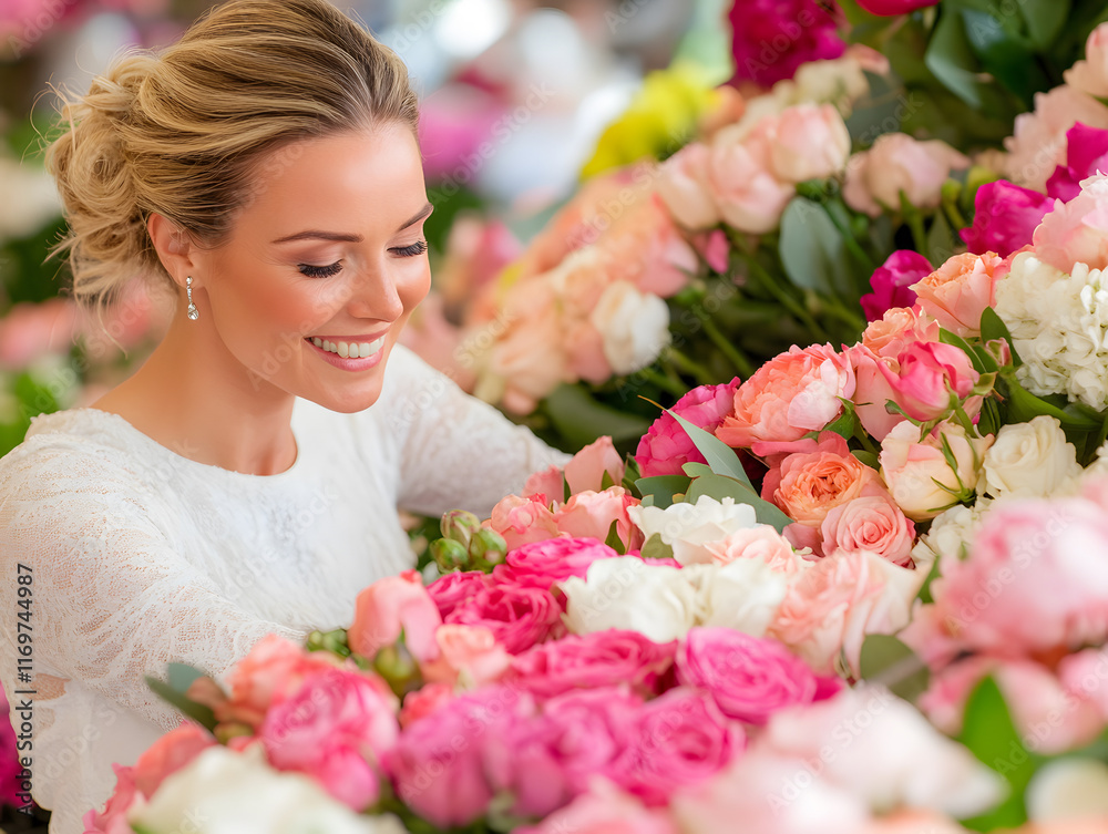 Florist Creating a Stunning Bouquet in a Flower Shop