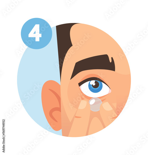 Man putting on contact lenses