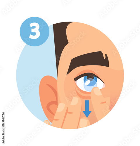 Man removing contact lenses vector illustration