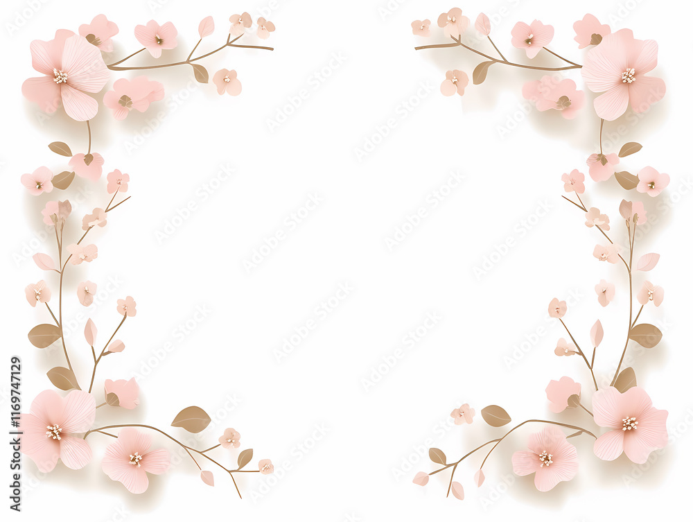 Delicate pink blossoms form a charming frame, perfect for invitations or announcements. A soft, romantic design. Delicate pink blossoms form a charming frame, perfect for invitations or announcements. A soft, romantic design.