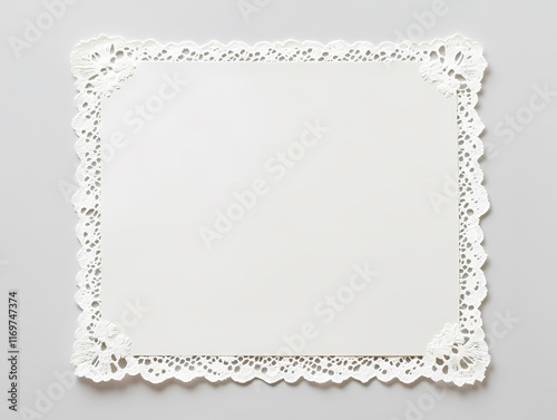 Elegant white paper doily with delicate lace border, perfect for adding a touch of sophistication to any occasion.