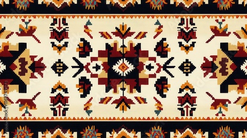 Wallpaper Mural A Navajo tribal ethnic seamless pattern background featuring intricate and vibrant Native American textile designs. Torontodigital.ca