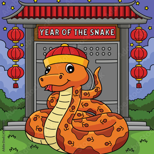 Year of the Snake with the Chinese Gate Colored 