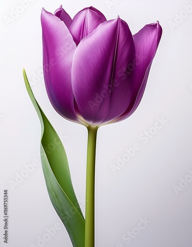 purple tulip on white background