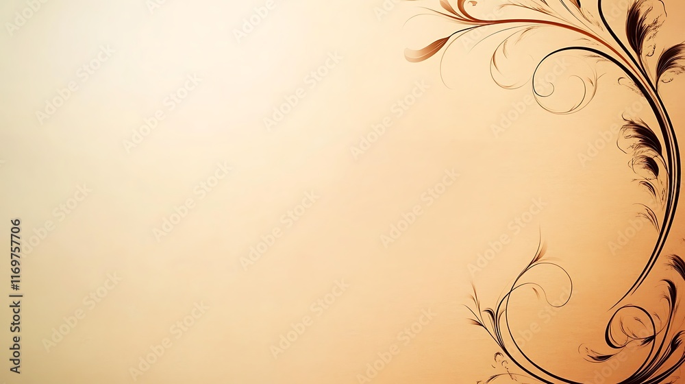 Elegant Beige Background With Brown Floral Design Elegant Beige Background With Brown Floral Design
