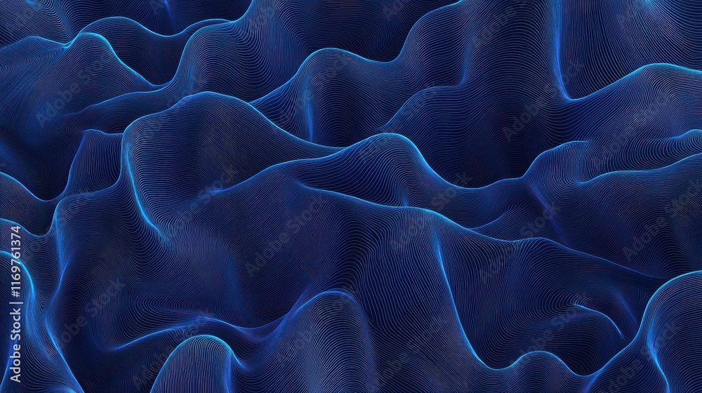 Obraz premium A trendy and fashionable seamless abstract pattern featuring flowing blue waves, creating a modern and stylish background with fluid lines and dynamic movement.