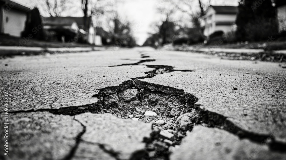 Crumbling Sidewalks in an Abandoned Town Center Crumbling Sidewalks in an Abandoned Town Center