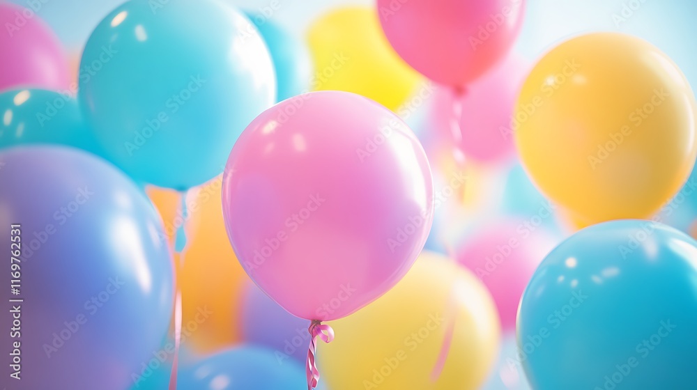 Pastel Balloons Floating in a Soft Light Background Pastel Balloons Floating in a Soft Light Background