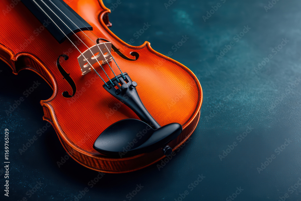 Fototapeta premium close up of glowing violin showcasing its craftsmanship