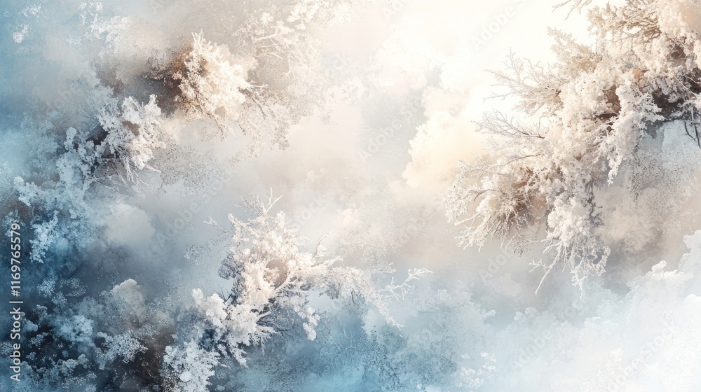 Frosty winter forest scene, snow-covered branches, soft light, dreamy atmosphere. Frosty winter forest scene, snow-covered branches, soft light, dreamy atmosphere.