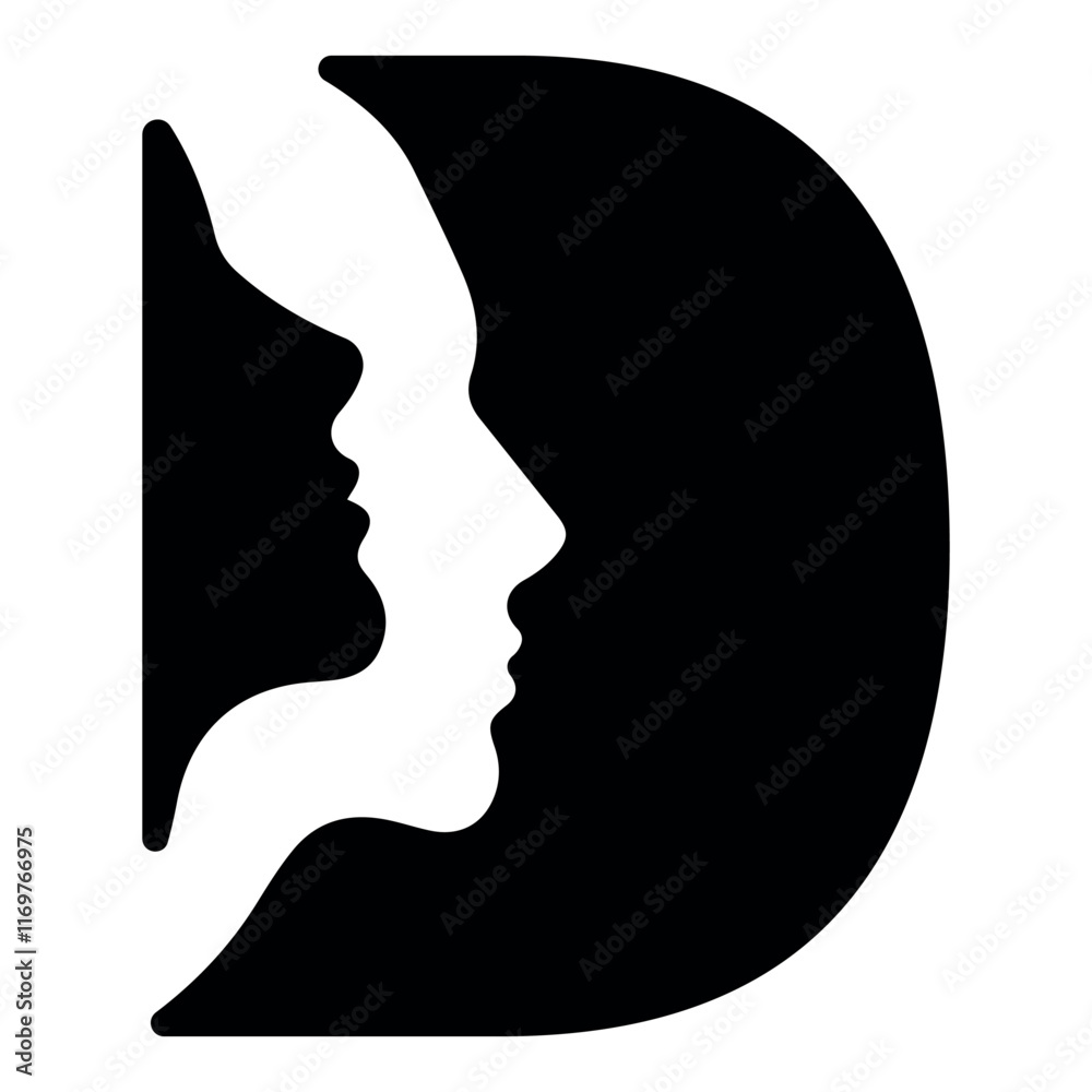 original letter D logo design with silhouettes of people in love cut on the letter, for various designs and logos original letter D logo design with silhouettes of people in love cut on the letter, for various designs and logos
