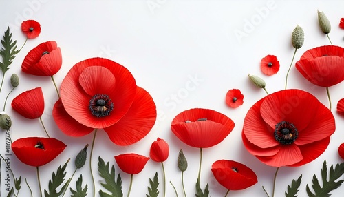 remembrance day lest we forget poster poppy flowers on white background banner for veterans day memorial day symbol of memorial day armistice day and anzac day for greeting card poster