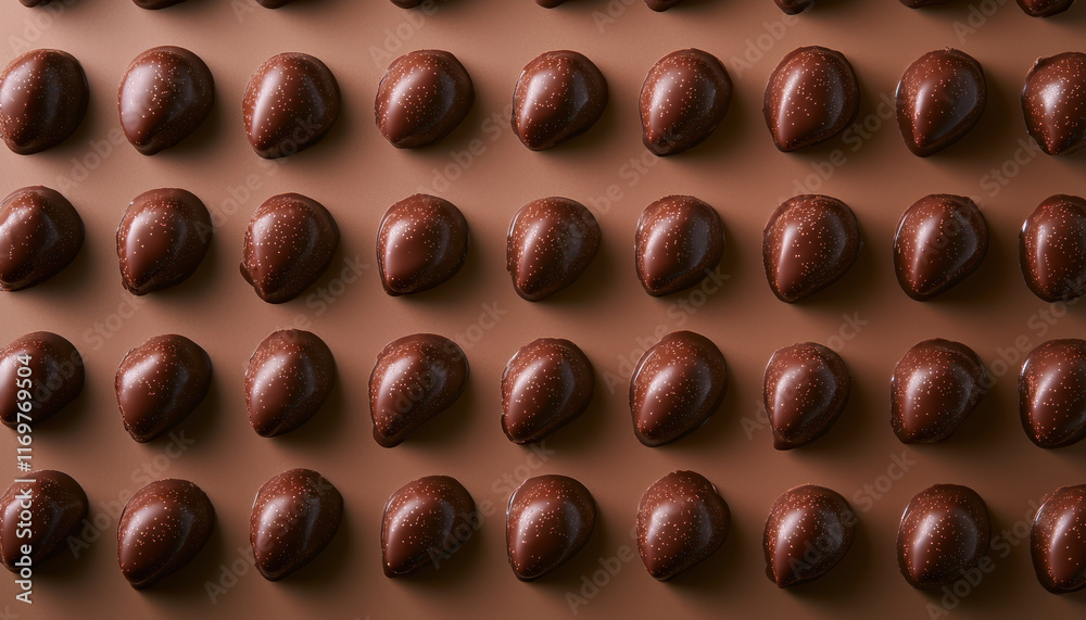 Fototapeta premium A Delicious chocolates confections arranged neatly on smooth surface, creating inviting display