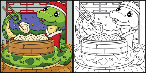 Year of the Snake Chinese Dumplings Illustration
