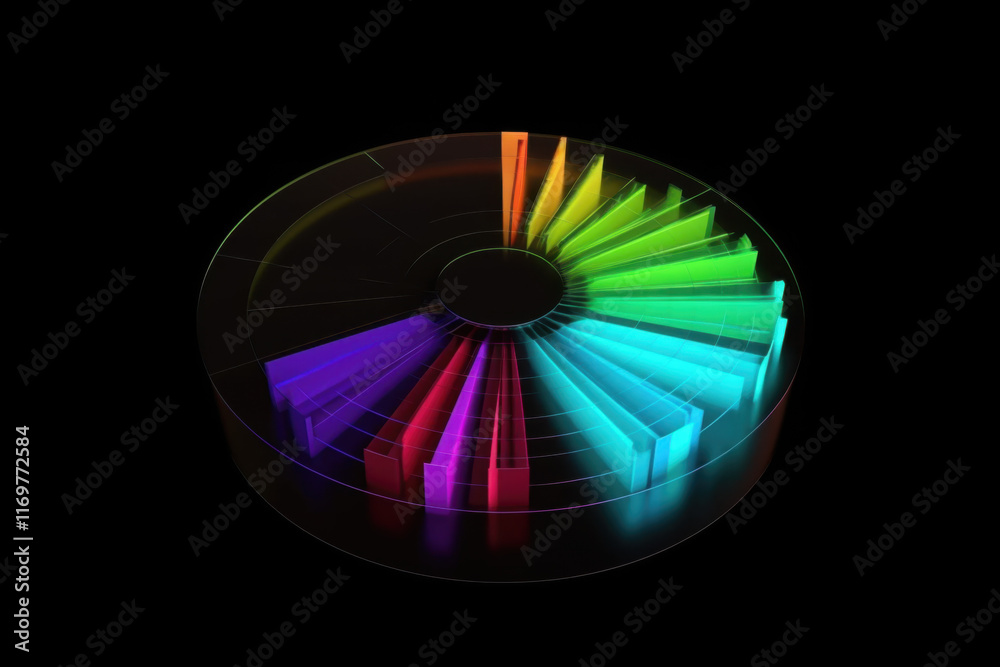 Obraz premium 3D Neon Color Wheel with Vibrant Glow, Futuristic Abstract Art
