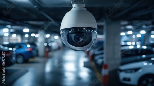 Wallpaper Mural An advanced security camera is actively monitoring a parking garage, emphasizing its role in ensuring safety and enhancing surveillance in a secure environment. Torontodigital.ca